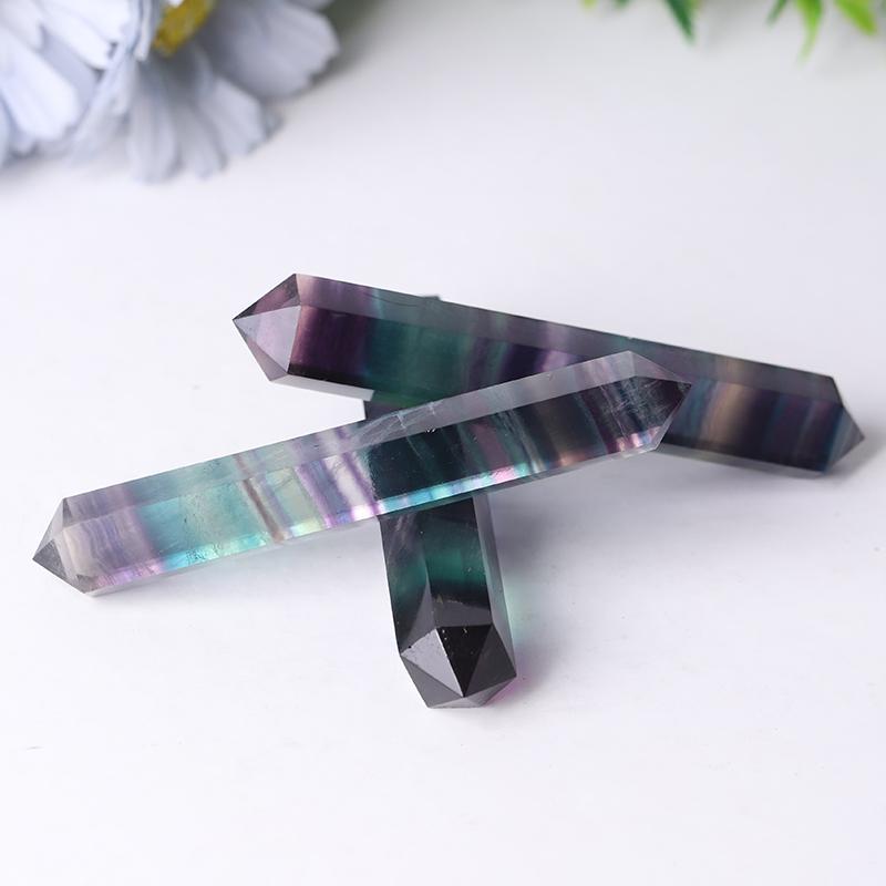 3.8" High Quality Rainbow Fluorite Double Terminated Towers Points Bulk for Healing Best Crystal Wholesalers