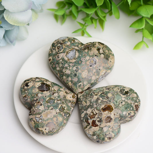 2.3" Rainforest Japer Heart Palm Stone Bulk Best Crystal Wholesalers