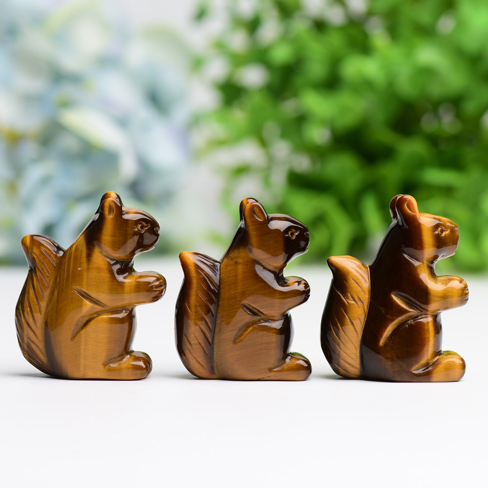 2.0" Tiger's Eye Squirrel Crystal Carving Animal Bulk Best Crystal Wholesalers