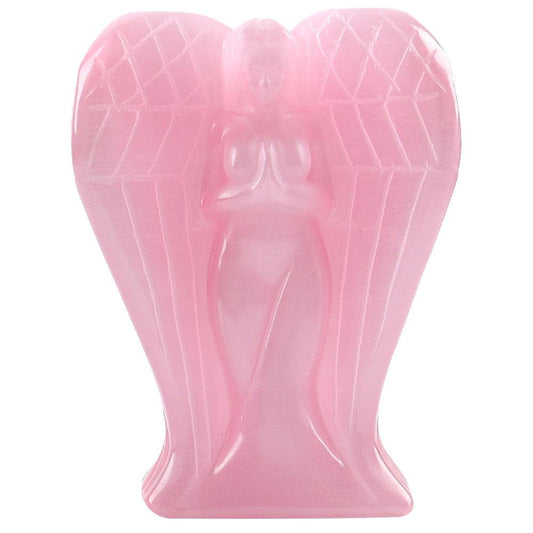 Large Hand Carved Pink Cat Eye Crystal Angel Statue for Home Decoration Model Bulk Best Crystal Wholesalers