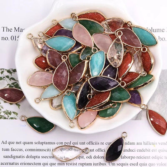 25mm Irregular Water Drop Shape Crystal Pendant with Golden Rim Best Crystal Wholesalers