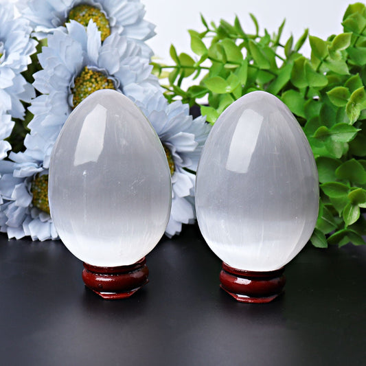 2.5" Selenite Egg Palm Stone Best Crystal Wholesalers