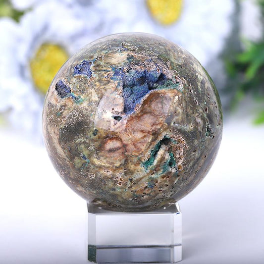 2.0"-4.0" Azurite Druzy Sphere Best Crystal Wholesalers