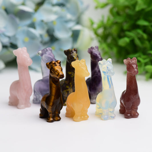 2.4" Mixed Crystal Girraffe Animal Crystal Carving Bulk Best Crystal Wholesalers