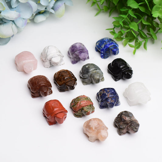 1.4" Mini Mixed Crystal Turtle Animal Crystal Carving Bulk Best Crystal Wholesalers