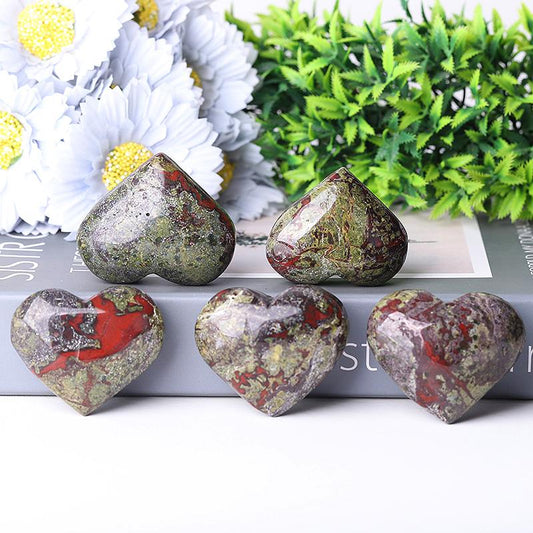 2.0-2.5"Dragon Blood Stone Heart Shape Crystal Carvings Best Crystal Wholesalers
