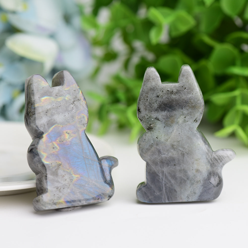 2.3"Labradorite Cat Crystal Carving Animal Bulk Best Crystal Wholesalers