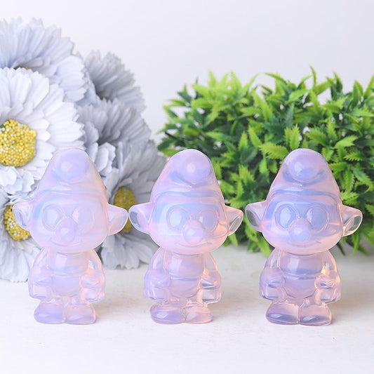 3.18" Pink Opalite Smurfs Crystal Carvings Cartoon Bulk Best Crystal Wholesalers