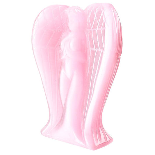 Large Hand Carved Pink Cat Eye Crystal Angel Statue for Home Decoration Model Bulk Best Crystal Wholesalers