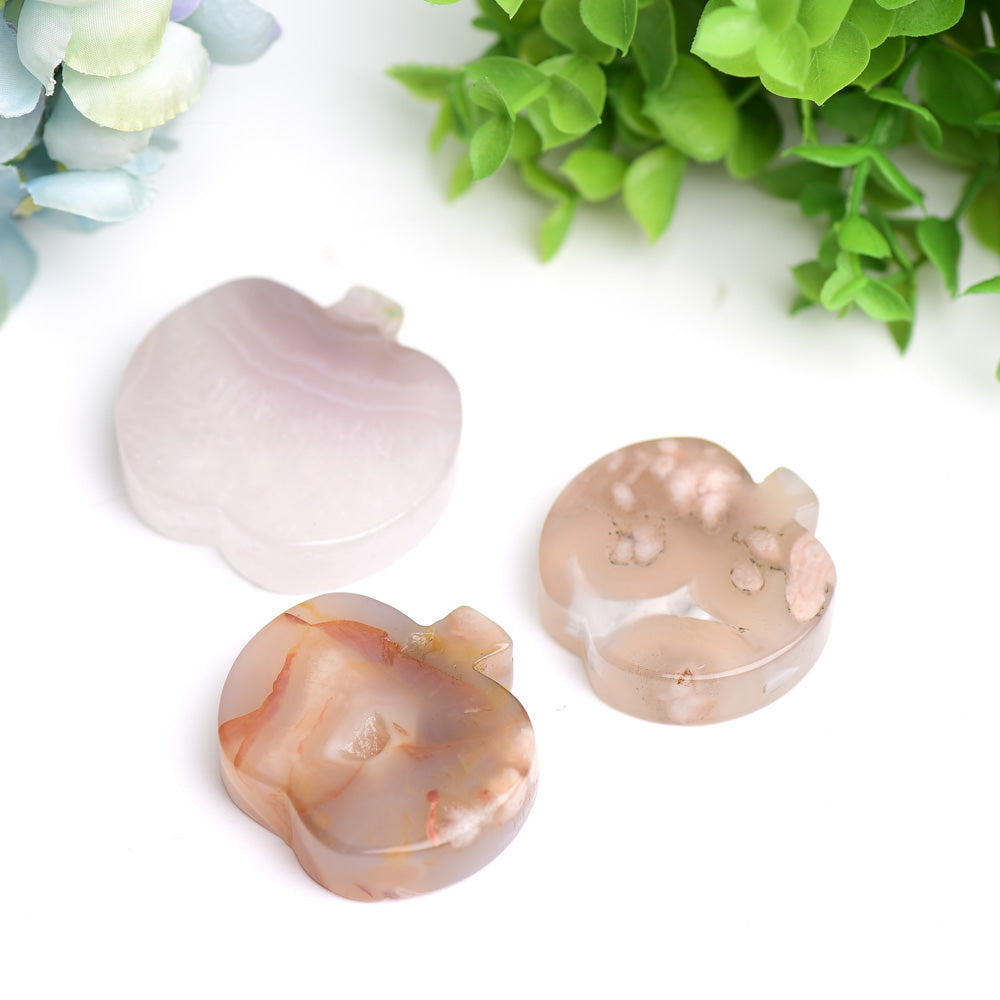 2.2" Flower Agate Apple Shape Crystal Carving Bulk Wholesale