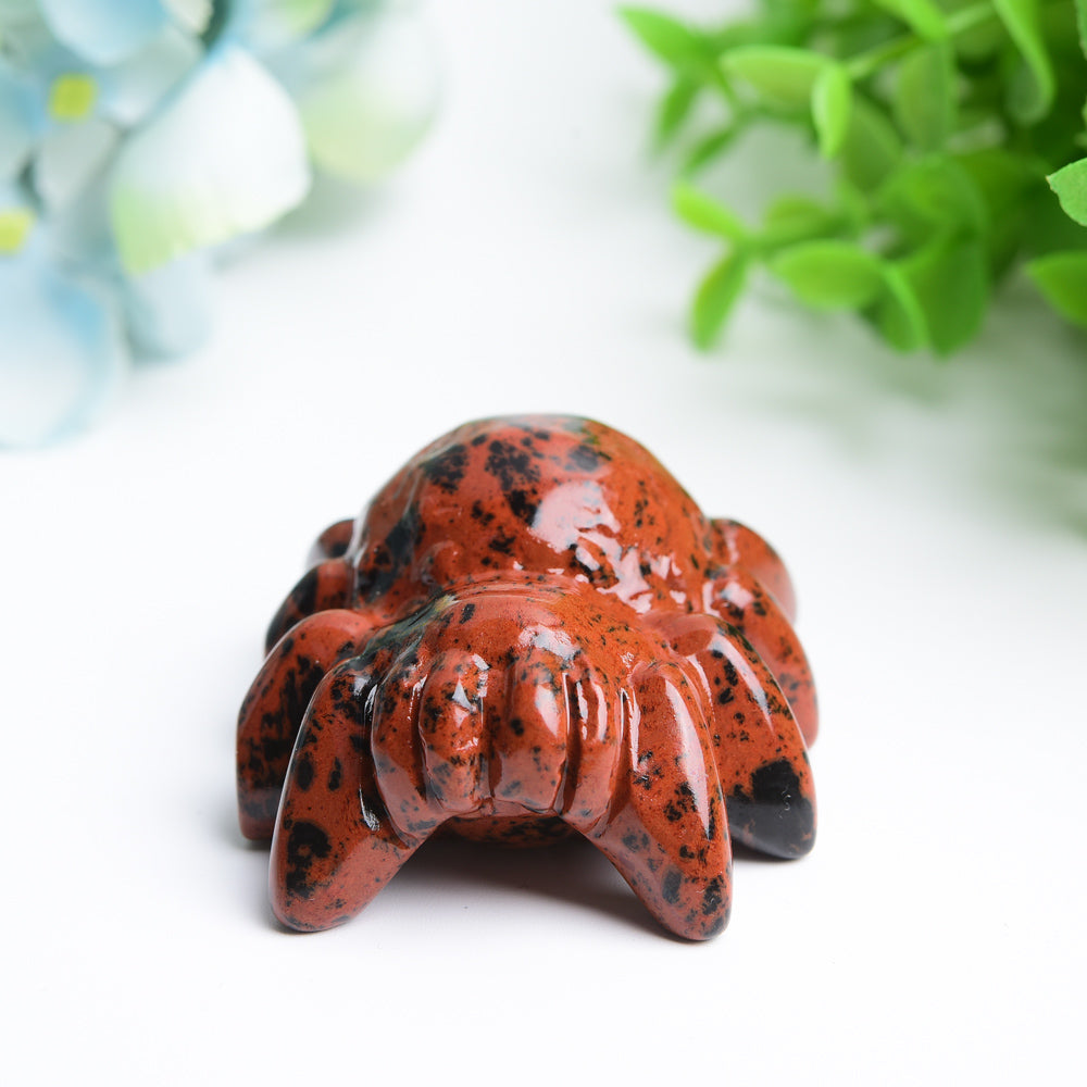 2.0" Mahogany Spider Crystal Carving Bulk Wholesale