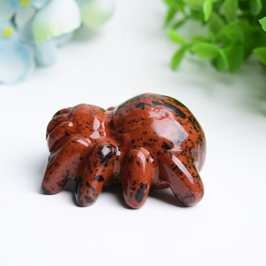 2.0" Mahogany Spider Crystal Carving Bulk Wholesale
