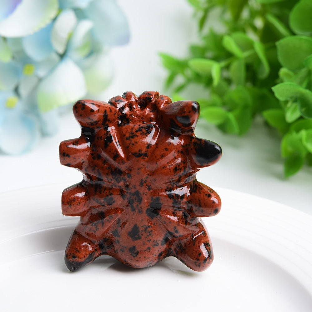 2.0" Mahogany Spider Crystal Carving Bulk Wholesale