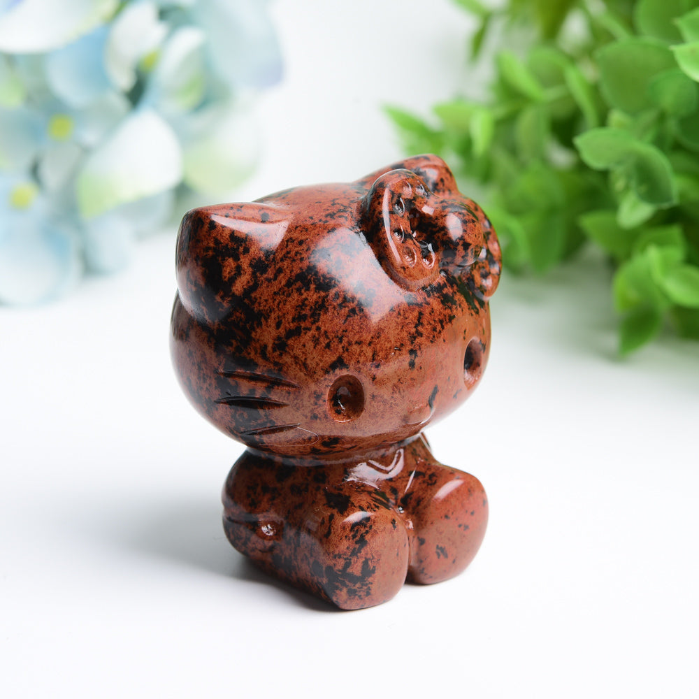 2.2" Mahogany Hello Kitty Cat Crystal Carving Bulk Wholesale