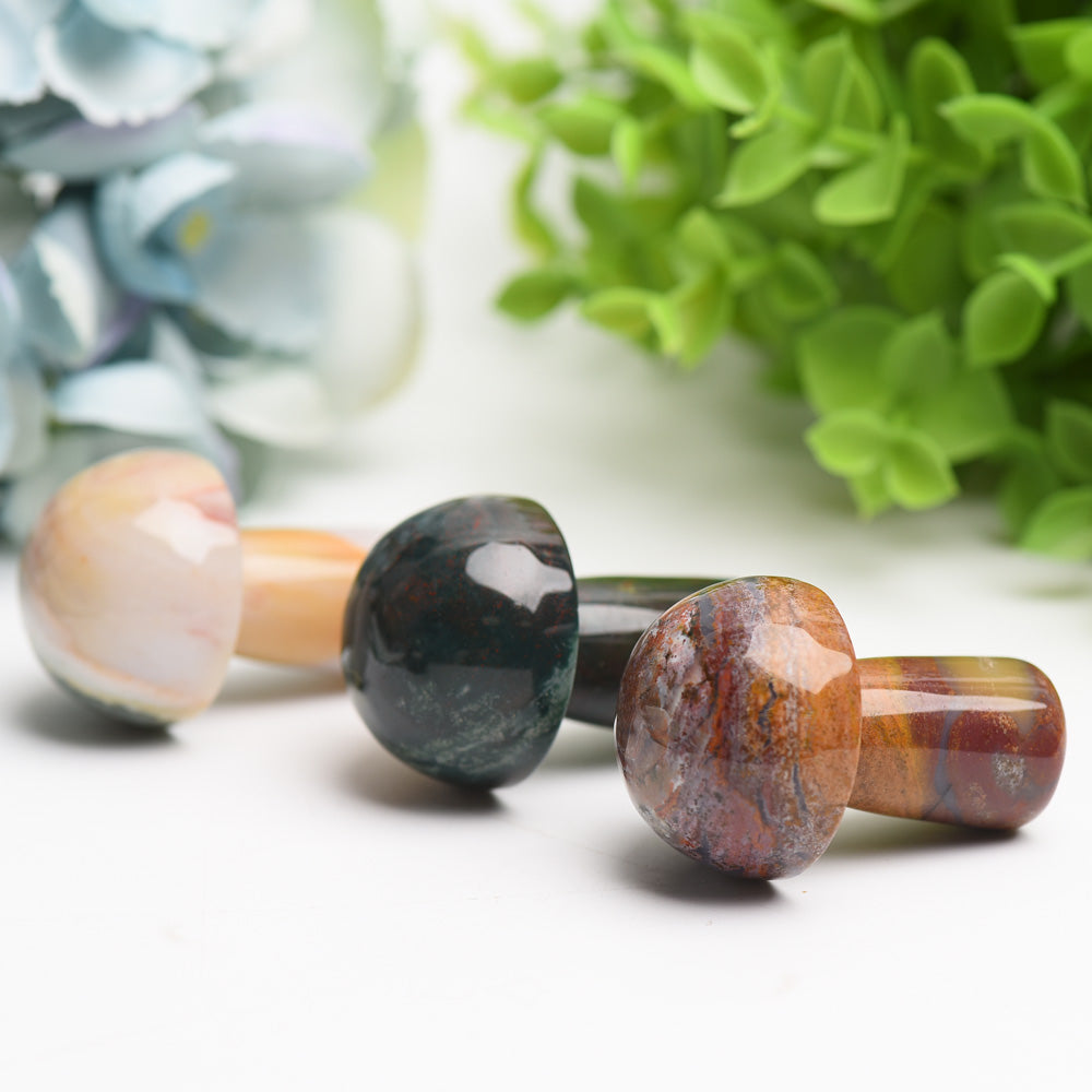 1.9" Ocean Jasper Mushroom Crystal Carving Bulk Wholesale