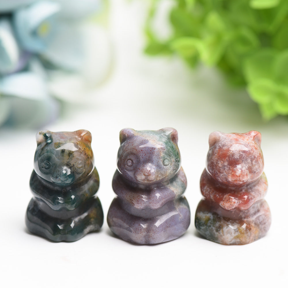 1.35" Ocean Jasper Bear Crystal Carving Bulk Wholesale