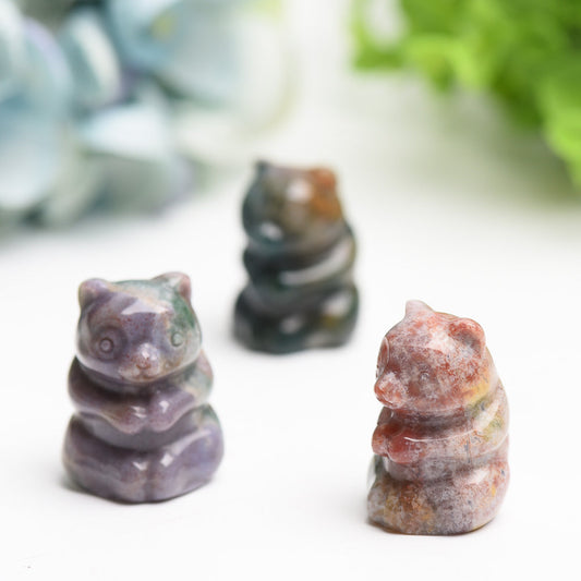 1.35" Ocean Jasper Bear Crystal Carving Bulk Wholesale