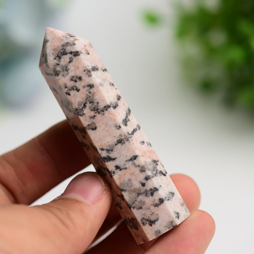 3.0" Pink Zebra Jasper Crystal Point Bulk Wholesale