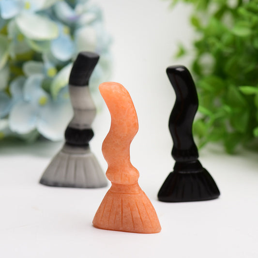 3.0" Mixed Crystal Broom Carving Bulk Wholesale