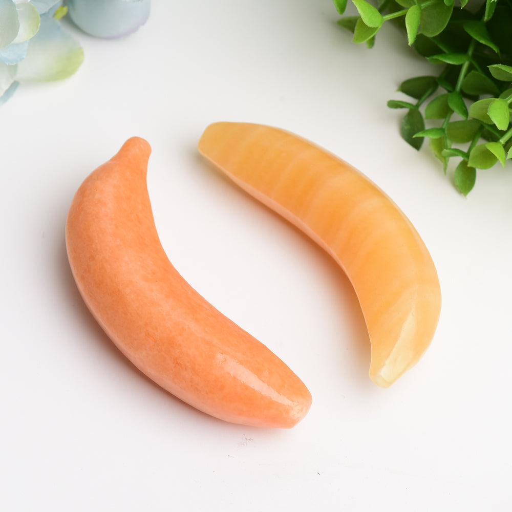 3.8" Orange Calcite Sunstone Banana Crystal Carving Bulk Wholesale