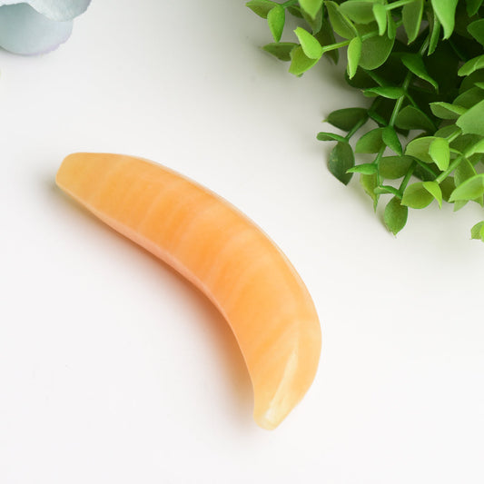 3.8" Orange Calcite Sunstone Banana Crystal Carving Bulk Wholesale