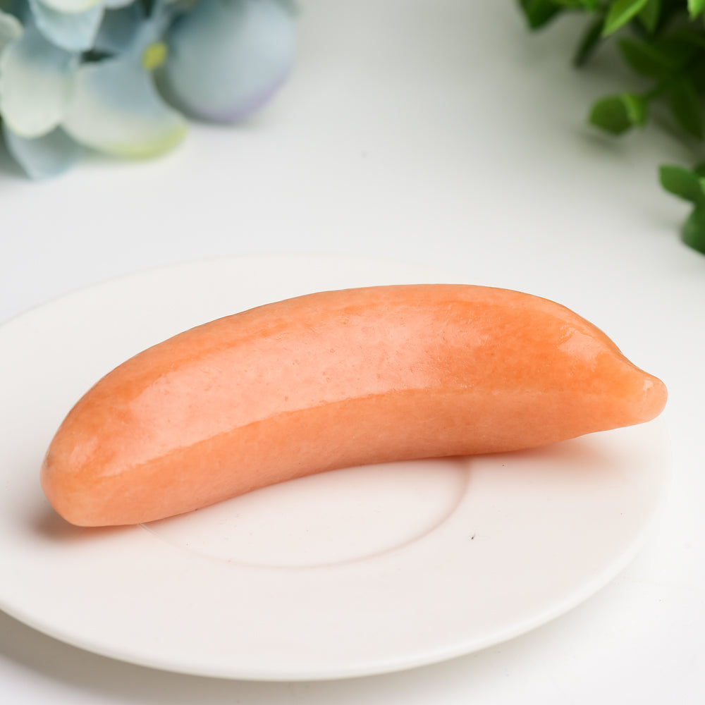 3.8" Orange Calcite Sunstone Banana Crystal Carving Bulk Wholesale