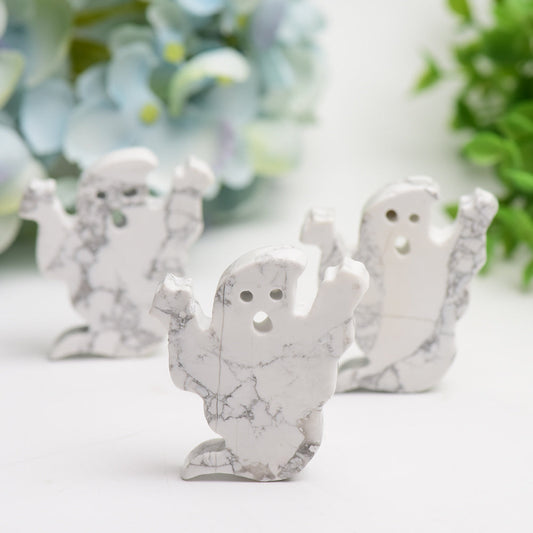 2.0" Howlite Ghost Carving for Halloween Decor Bulk Wholesale