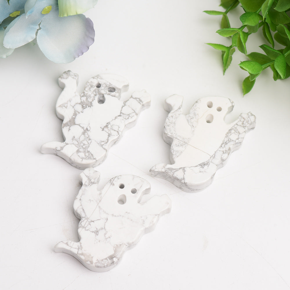 2.0" Howlite Ghost Carving for Halloween Decor Bulk Wholesale