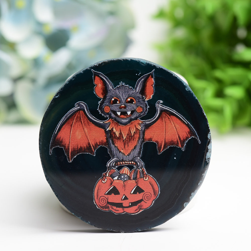 3.0"-3.5" Agate Slab with Printing for Halloween Bulk Wholesale
