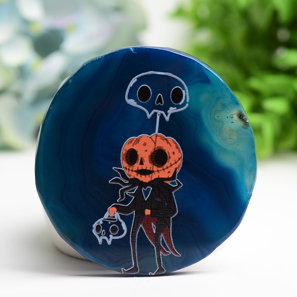 3.0"-3.5" Agate Slab with Printing for Halloween Bulk Wholesale