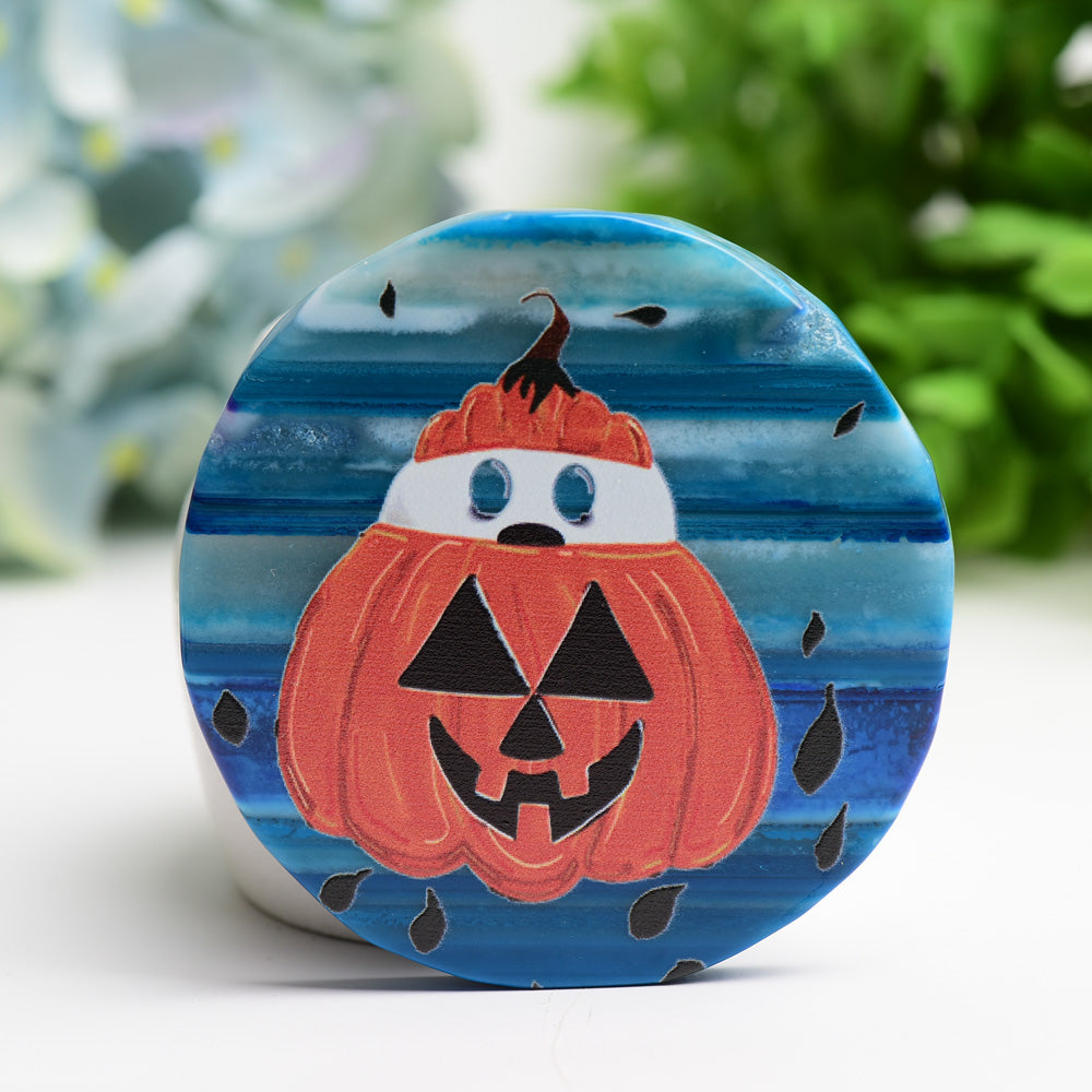 3.0"-3.5" Agate Slab with Printing for Halloween Bulk Wholesale