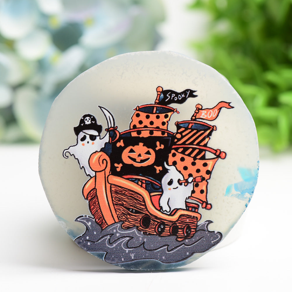 3.0"-3.5" Agate Slab with Printing for Halloween Bulk Wholesale
