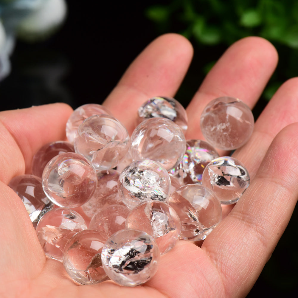 15mm Crack Clear Quartz Sphere Bulk Wholesale