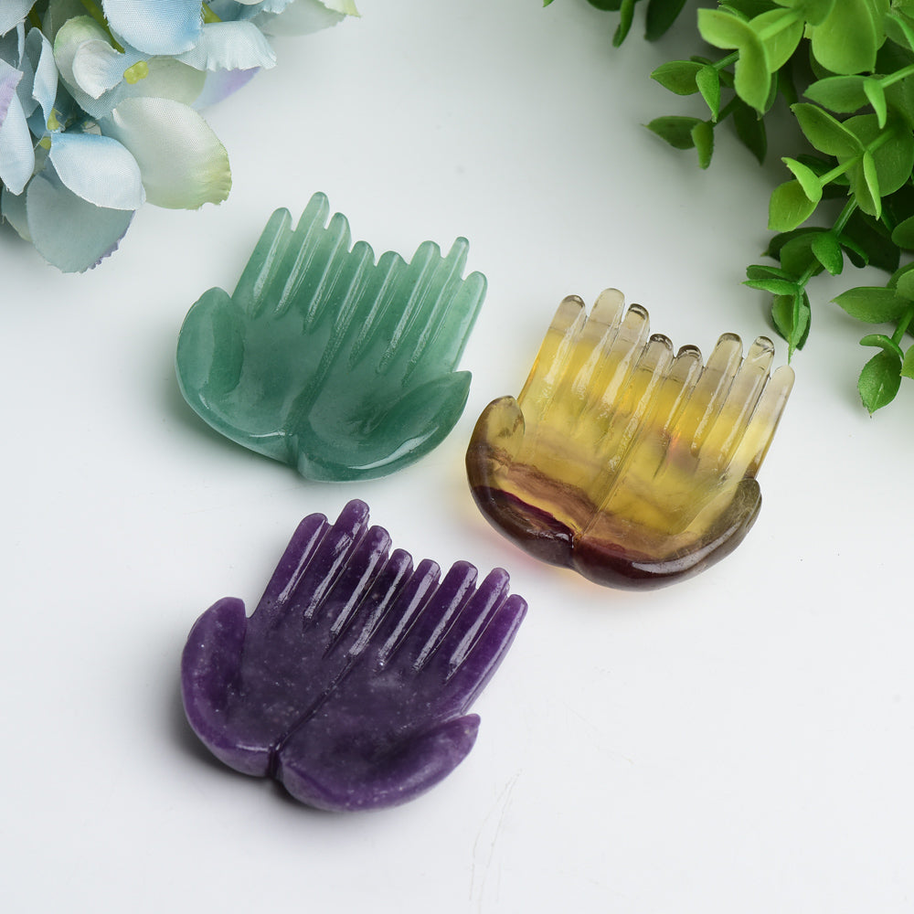 2.0" Mixed Crystal Buddha Hand Carvings Bulk Wholesale