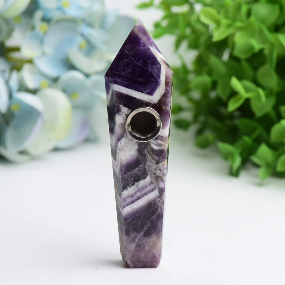 4.4" Drean Amethyst Smoking Pipe with Filter Brush Set Bulk Wholesale