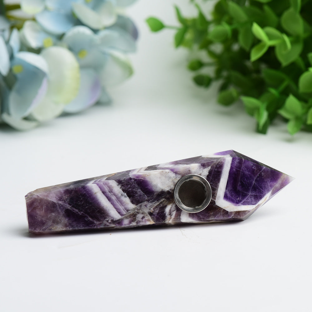 4.4" Drean Amethyst Smoking Pipe with Filter Brush Set Bulk Wholesale