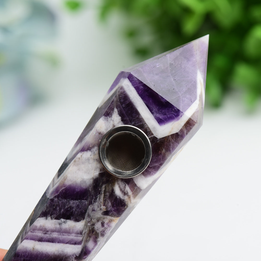 4.4" Drean Amethyst Smoking Pipe with Filter Brush Set Bulk Wholesale