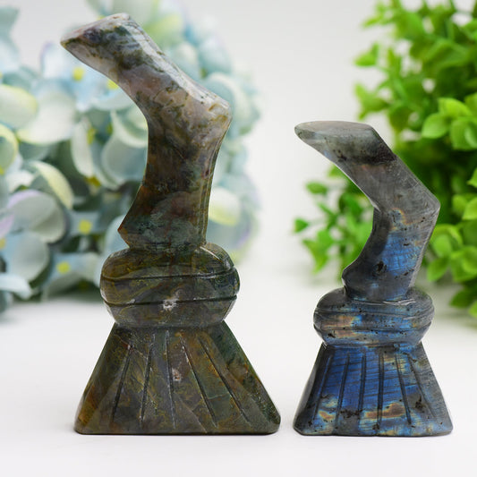 4.2"-5.7" Labradoritte Moss Agate Witches' Broom Carving Buk Wholesale