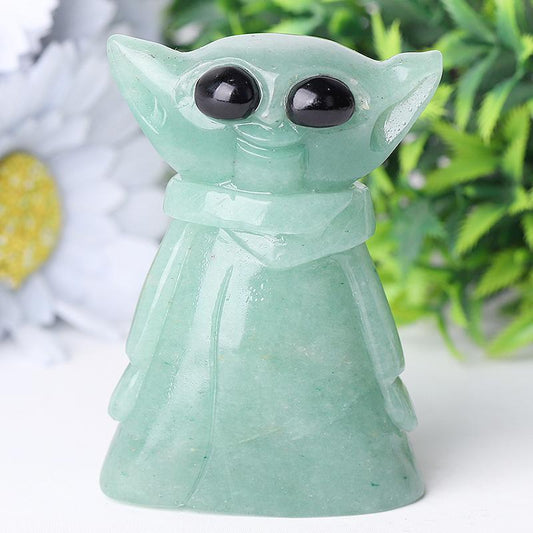 3" Green Aventurine Baby Yoda Master Crystal Carvings Cartoon Bulk Best Crystal Wholesalers