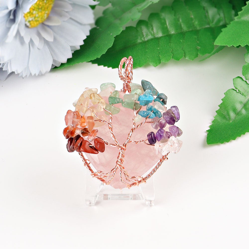 2" Chakra Tree of Life Wire Wrapped Heart Pendant Best Crystal Wholesalers