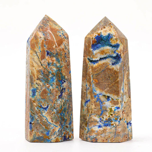 Set of 2 Azurite Towers Points Bulk Best Crystal Wholesalers