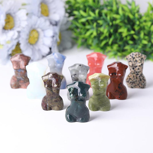 2“ Wholesale Crystal Tiny Women Body Figurine Crystal Torso Statue Carved Goddess Model Body