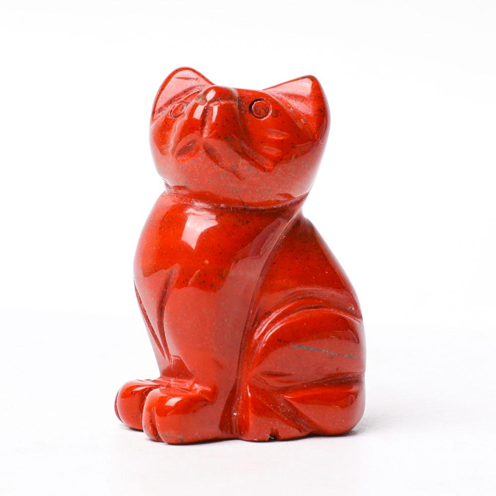 1.5" Red Jasper Cat Figurine Crystal Carvings Animal Bulk Best Crystal Wholesalers