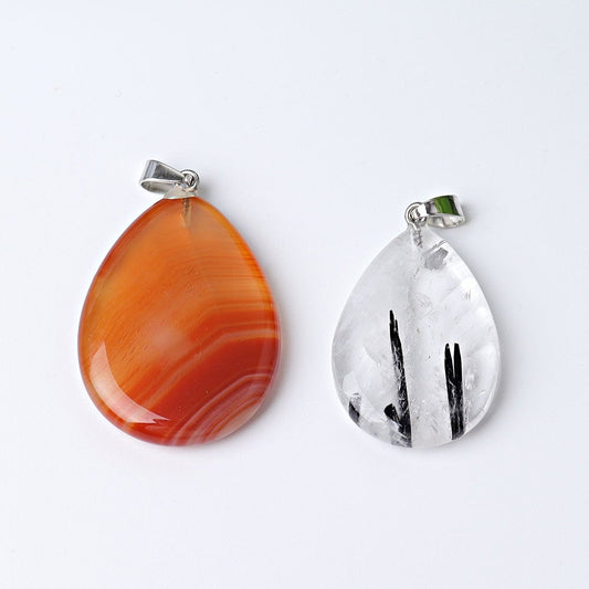 1.5" Carnelian Black Tourmaline Water Drop Pendant Best Crystal Wholesalers