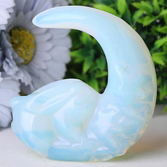3" Opalite Moon with Rabbit Crystal Carvings Best Crystal Wholesalers