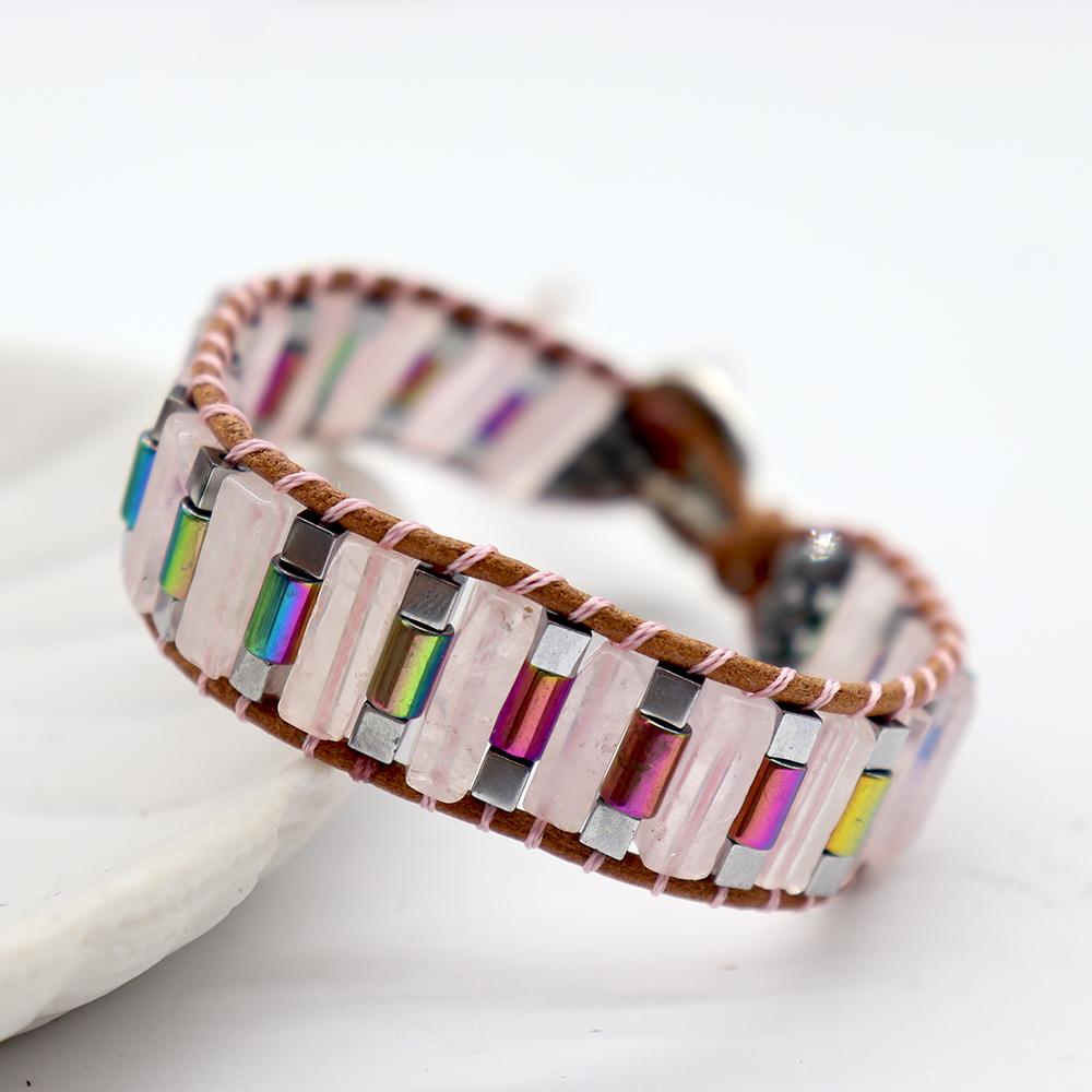 Natural Crystal Healing Bracelets Leather Wrap adjustable Bracelet Jewelry Best Crystal Wholesalers