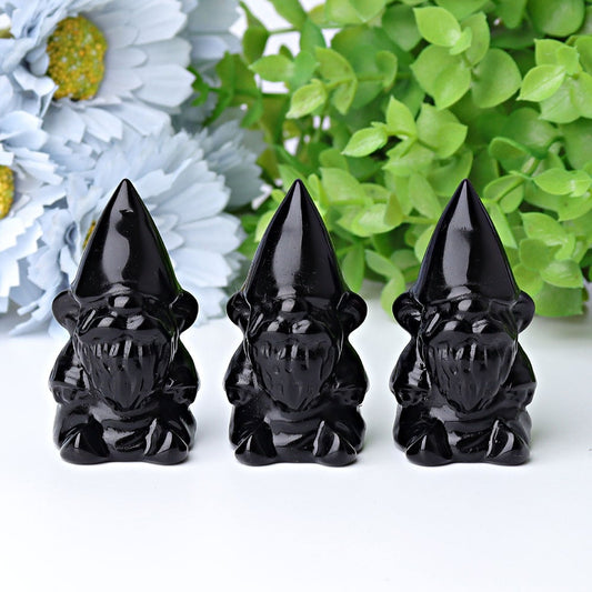 2.3" Black Obsidian Dwarf Crystal Carvings Cartoon Bulk Best Crystal Wholesalers