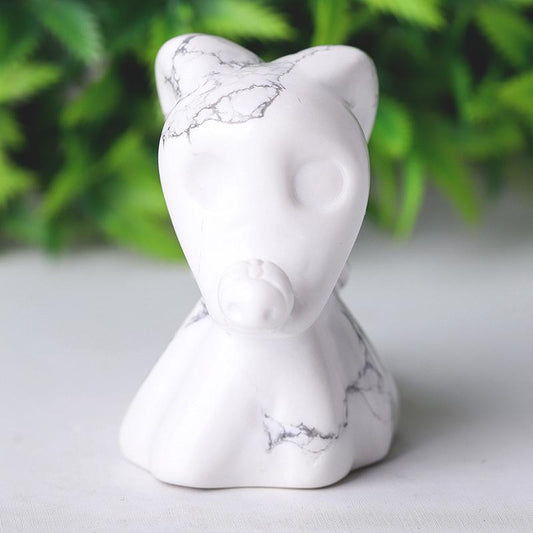 2.5"  Howlite Ghost Dog Crystal Carvings Best Crystal Wholesalers