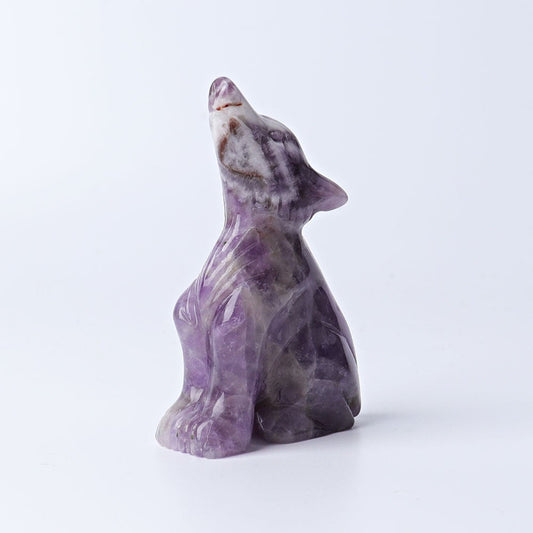 3" Dream Amethyst Wolf Crystal Carvings Animal Bulk Best Crystal Wholesalers