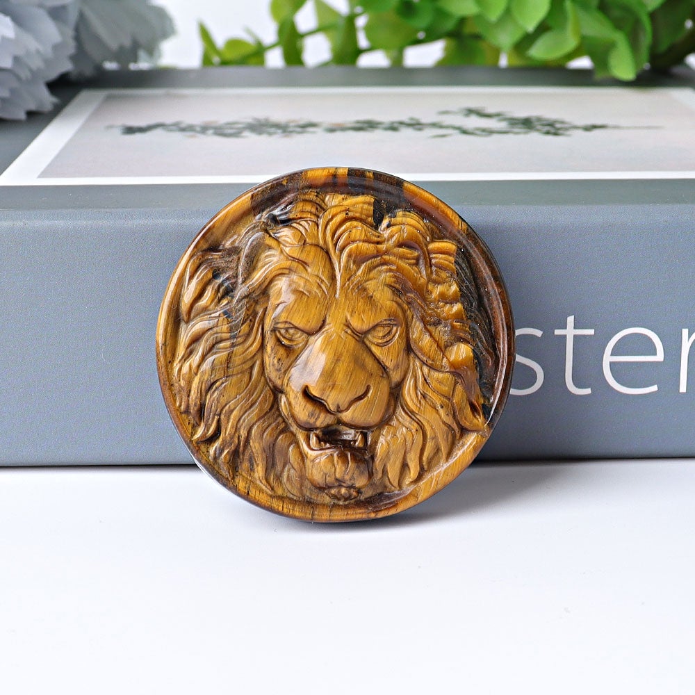 2" Round Lion Totem Crystal Carvings Animal Bulk Best Crystal Wholesalers